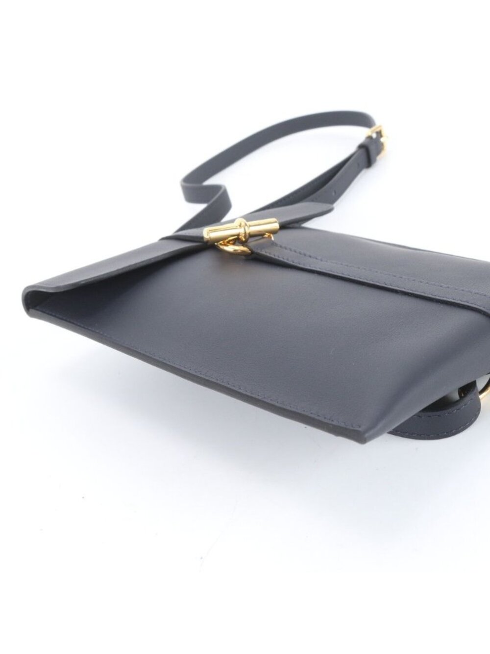 Hermes Glenan to Go Leather Shoulder Bag Messenger Navy Gold Ebe - Picture 5 of 8